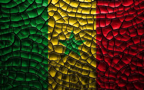 Download Wallpapers Flag Of Senegal 4k Cracked Soil Africa