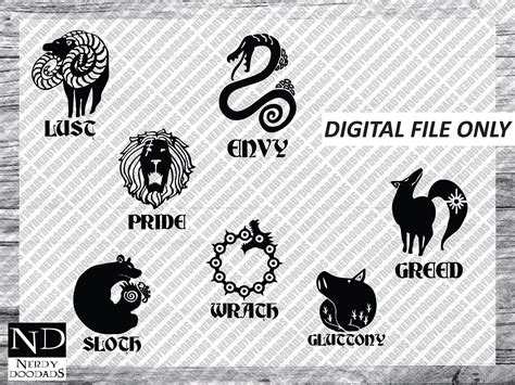 Svg File Svg Download Seven Deadly Sins Logos Seven Deadly Etsy