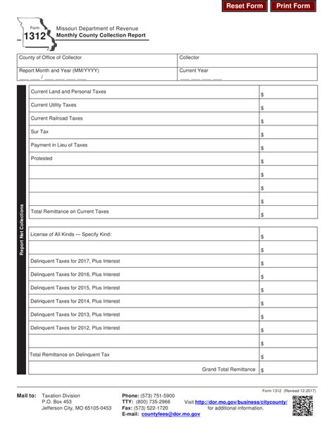 Form 1312 Download Fillable Pdf Or Fill Online Monthly County