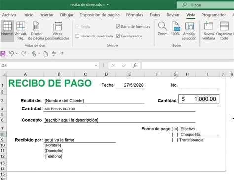 Modelo De Recibo De Pago Word Gratis Financial Report