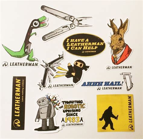 Leatherman Tool Bumper Stickers Lot 9 Decals Jackalope Dinosaur