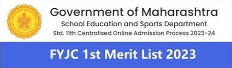 Fyjc Pune 1st Admission Cut Off List 2023 Merit List Link