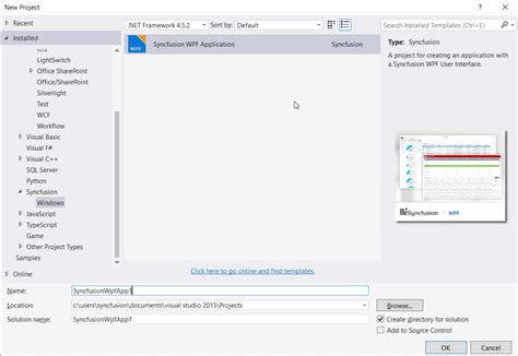 Create Project Wpf Syncfusion