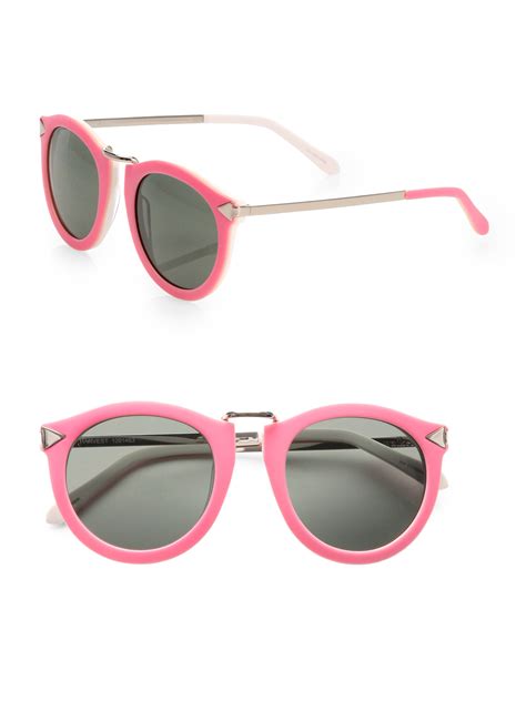 Lyst Karen Walker Harvest Round Acetate Sunglasses In Pink