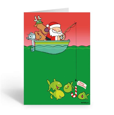 Santa Fishing Fishing Christmas Christmas Drawing Christmas Cards