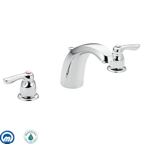 Moen introduces collection of freestanding tub filler faucets kohler shower valve temperature adjustment price pfister kitchen faucet repair pull down spray how to. Moen 4945 Chrome Double Handle Widespread Bathroom Faucet ...