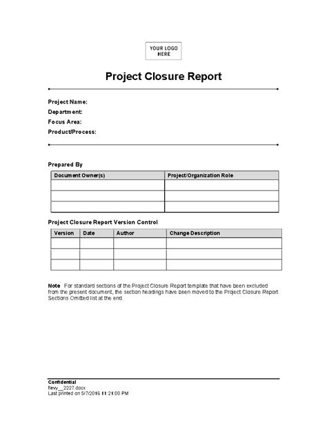 Project Closure Report 12 Page Word Document Flevypro Document Flevy