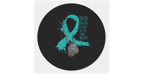 Veteran Suicide Awareness Ribbon 22 A Day Is 22 To Classic Round