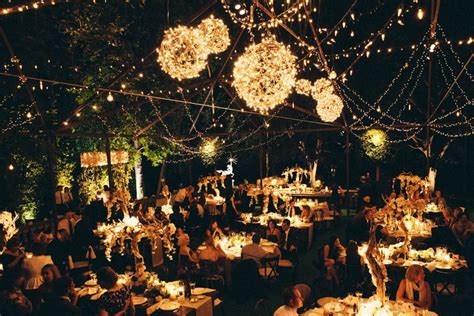 Elegant Bel Air Estate Wedding Outdoor Wedding Reception Lighting