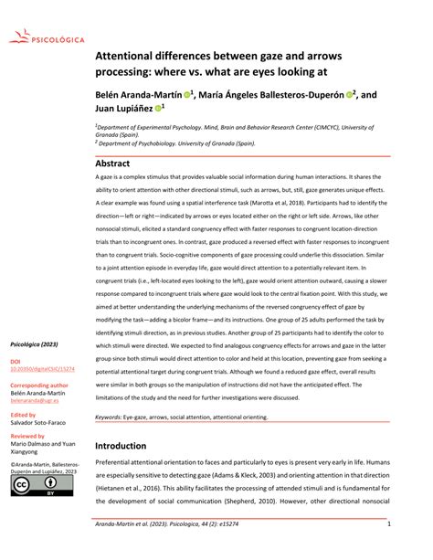 Pdf Attentional Differences Between Gaze And Arrows Processing Where Vs What Are Eyes Looking At