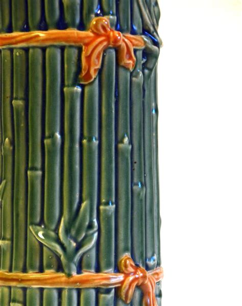 Large Vintage Ceramic Bamboo Vase Green Mid Century Oversized Etsy