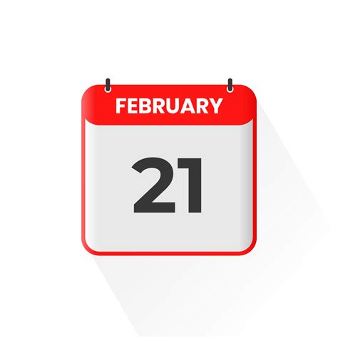 21st February Calendar Icon February 21 Calendar Date Month Icon