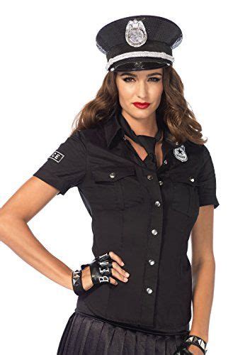 Leg Avenue Womens 2 Piece Police Shirt And Tie Costume Black Medium