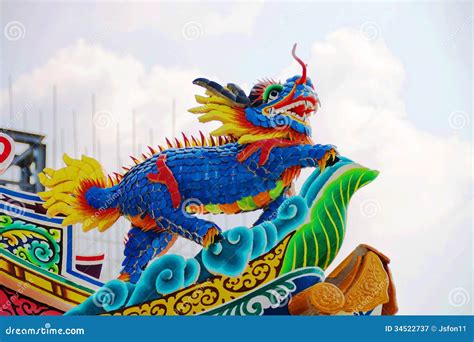 Dragon On The Roof In The Temple Chinese Architecture Stock Image