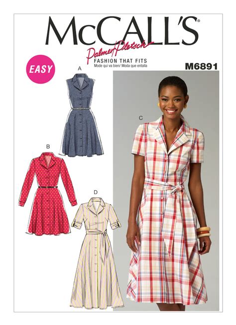 M6891 Misses Shirtdresses And Sash Sewing Pattern Mccalls