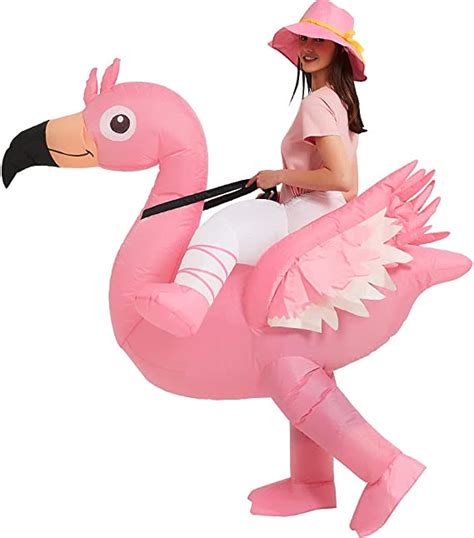 one casa inflatable flamingo costume riding on flamingo air blow up funny fancy dress party