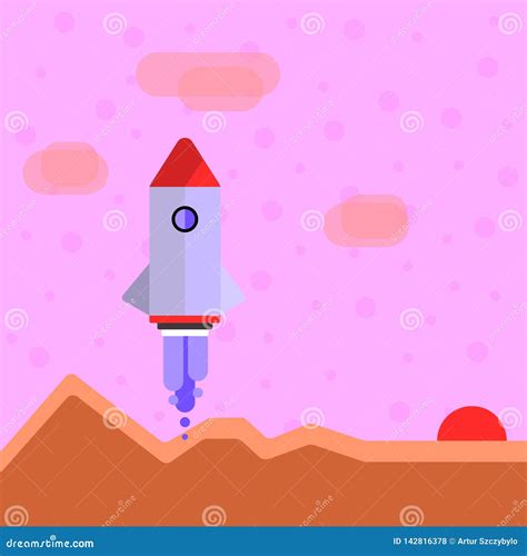 Rocketship Launching From Spaceport Cartoon Vector | CartoonDealer.com