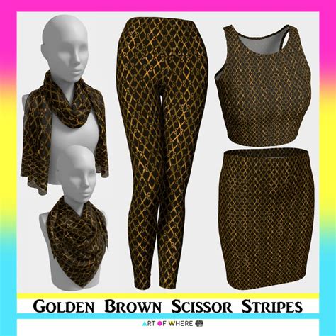 Golden Brown Scissor Stripes Fashion For Women At Artofwhere By