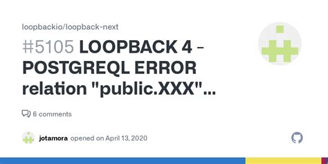 Loopback Postgreql Error Relation Public Xxx Does Not Exist