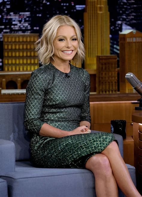 kelly ripa drops jaws in tight satin dress with sexy sheer panel it took several hours