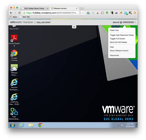 Launch Virtual Desktops From Browser (HTML5 Blast) | VMware End User Computing - Global Demo ...