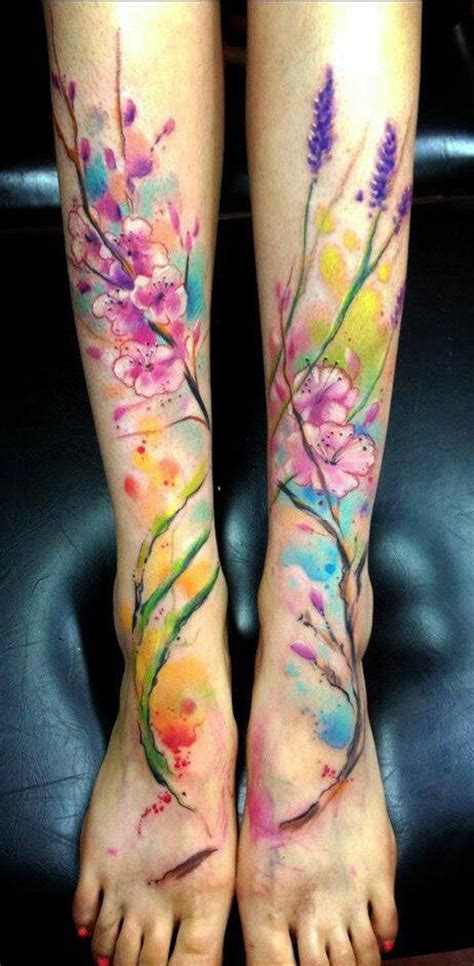 Watercolor Tattoo Leg