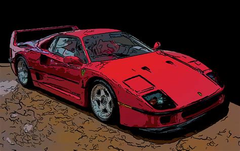1991 Ferrari F40 Digital Drawing Drawing By Flees Photos Fine Art America