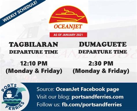 Tagbilaran To Dumaguete And Vv Oceanjet Schedule Fares And Booking