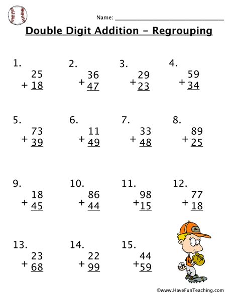 Double Digit Addition With Regrouping Worksheet • Have Fun Teaching