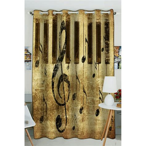 Phfzk Music Window Curtain Vintage Retro Music Notation Window Curtain