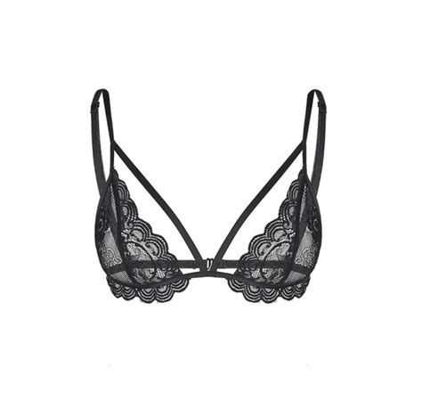 Asmax Lace Unlined Bralette Triangle Bra Wireless See Through Brassiere Cute Crop Top Black Sexy