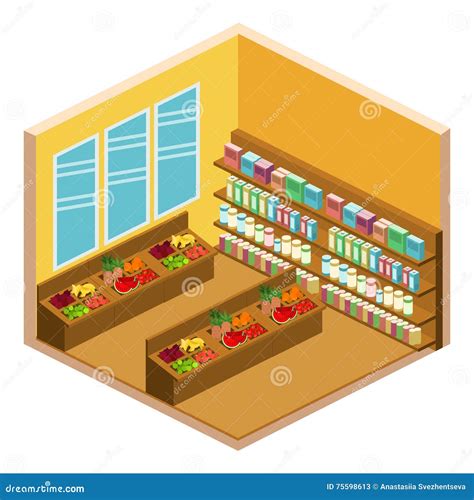Isometric Shop Stock Illustration Illustration Of Goods 75598613