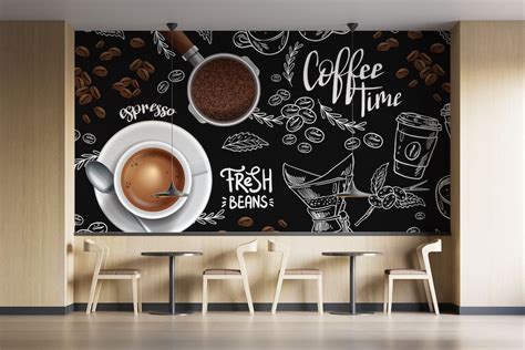 Stylish Coffee Shop Wallpaper French Style Cafe Mural Elegant