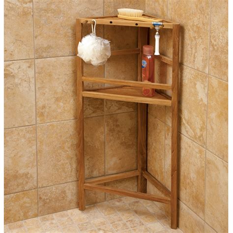 Bathroom shelves to beautify your space : Wood Corner Shelves - Decor Ideas
