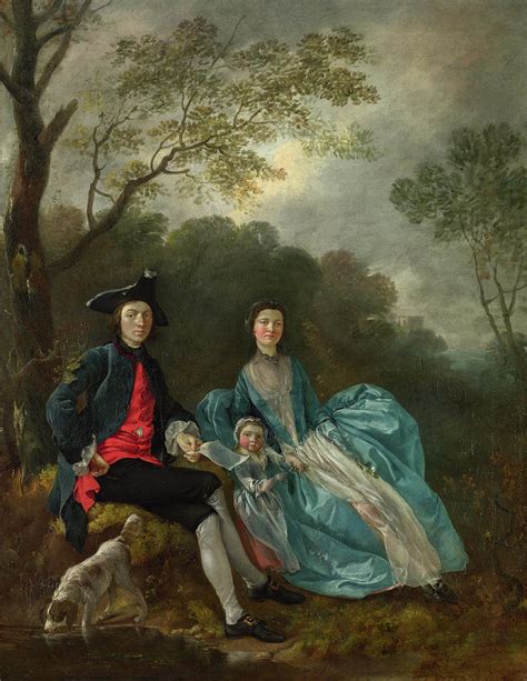 Portrait Of The Artist With His Wife And Daughter Painting By Thomas