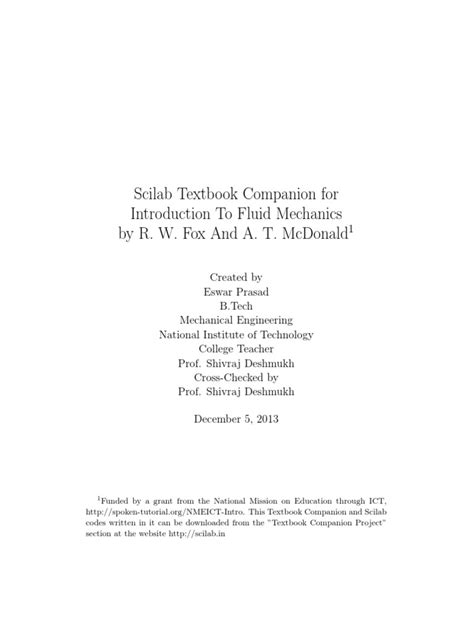 Fox And Mcdonald's Introduction To Fluid Mechanics Pdf - Introduction to Fluid Mechanics_R. W. Fox and a. T. McDonald | Fluid