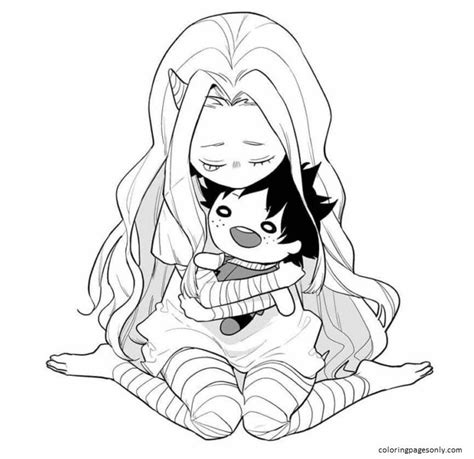 Eri Is A Girl With A Horn On Her Head Coloring Pages My Hero Academia