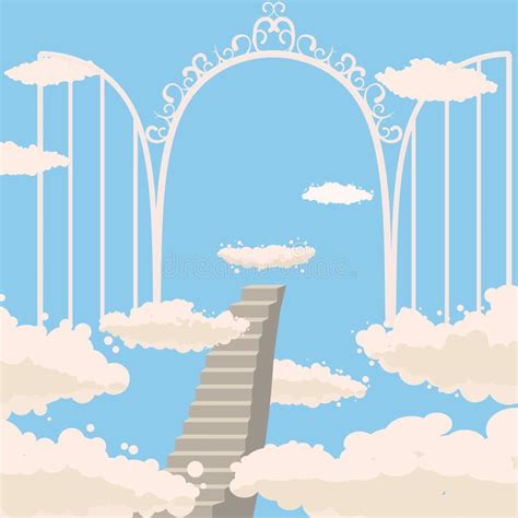 Road Stairs To Heaven Sky Clouds Christianity Vector Isolated