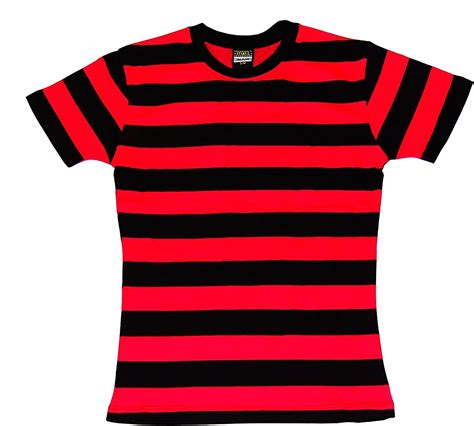 Girls Red And Black Striped T Shirt Small Uk Clothing