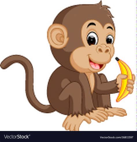 Drawing Cartoon Monkey Eating Banana