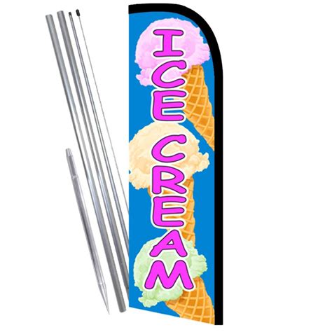 Ice Cream Blue Pink Windless Feather Flag Bundle Complete Kit Or Optional Replacement Flag Only