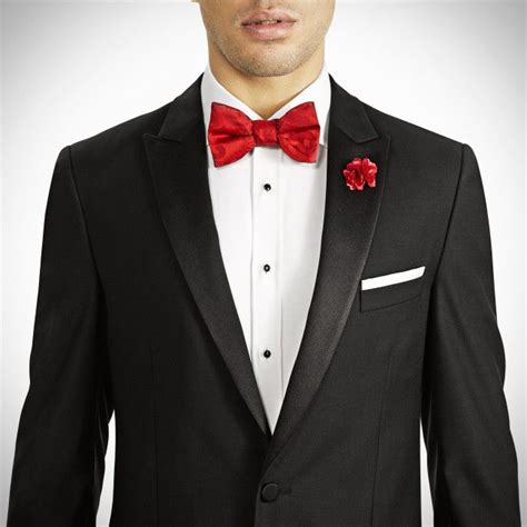 Sale All Black Tuxedo With Red Bow Tie In Stock