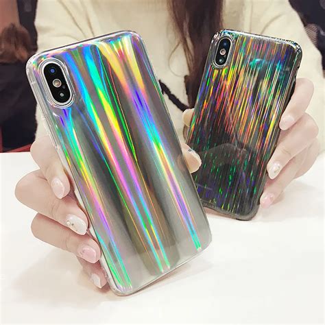 Colorful Phone Case For Iphone X Cool Laser Rainbow Shining Case For