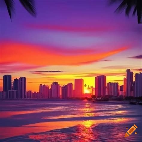 Vibrant Miami Sunset On Craiyon