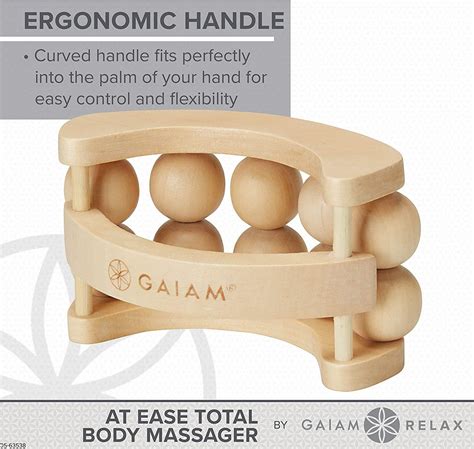 Gaiam Relax Massage Ball Roller Handheld Wooden Total Body Massager For Back Neck Foot Calf