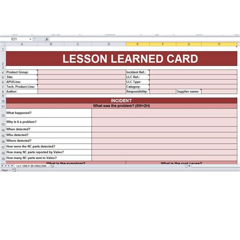 Lesson Learned Card Ready Template Easy To Use 1 Page Etsy