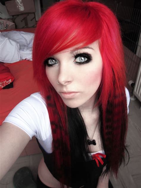 red emo hair by julia faust musely