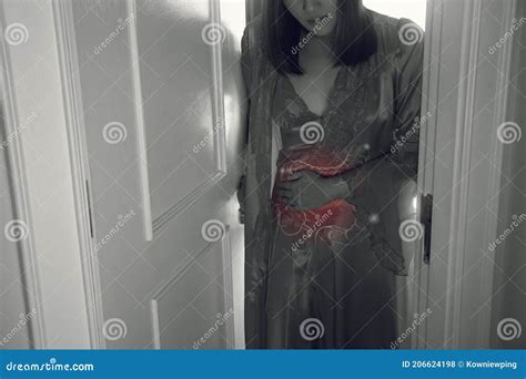 Women Have A Stomach Ache Because Of Diarrhea Stock Photo Image Of