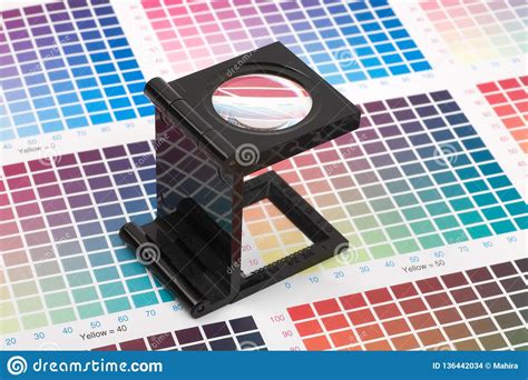 Printing Loupe Standing On Colour Swatch Stock Photo Image Of Design