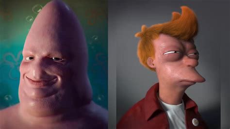 realistic drawing of cartoon characters